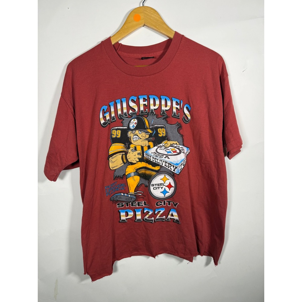 Vintage Giuseppe's Steel City Pizza T-Shirt XL Fruit of the Loom Steelers Red
